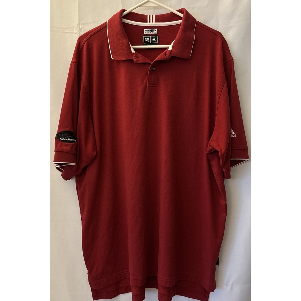 Adidas Climalite Stretch Polo Shirt Mens Size L‎ Red Pique Golf Cotton Blend